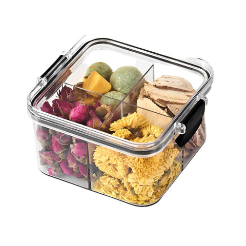 Compartment sealed jar food grade dry goods storage jar kitchen storage jar refrigerator storage box square transparent storage jar image