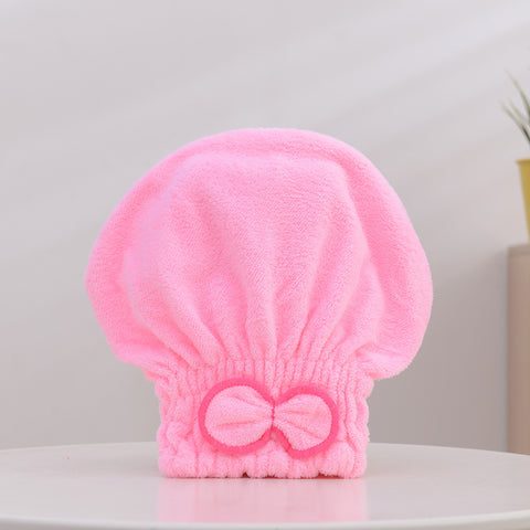 Coral velvet bow shower cap household princess thickened dry hair cap easy to dry one piece Gaoyang wholesale image