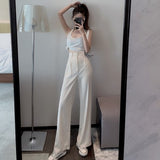 2021 New Women Casual Pants Loose Style Straight Suit Pants High Waist Chic Office Ladies Pants Trousers Streetwear Female Pants