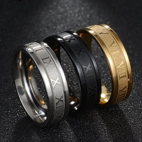 2020 Vintage Roman Numerals Men Rings Temperament Fashion 6mm Width Stainless Steel Rings For Men Jewelry Gift image