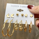 17KM Vintage Geometric Gold Metal Earrings Set For Women Punk Pearl Dangle Drop Earrings 2021 Trend Set of Earrings Jewelry Round trendy