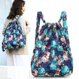 2022 Fashion Vintage Drawstring Backpacks Women Large Capacity Flower Ethnic Style Waterproof Nylon Rucksack Shoulders Backpacks