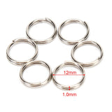 100 Pcs  Polished Silver Color Keyring Stainless Steel Hole Key Ring Key Chain Rhodium Plated Round Split Keychain