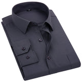 2021 New Men&#39;s Dress Shirt Solid Color Plus Size 8XL Black White Blue Gray Chemise Homme Male Business Casual Long Sleeved Shirt