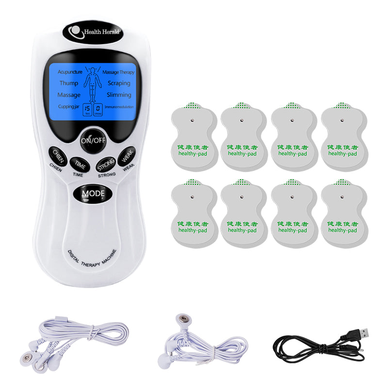 8-Mode Electric Tens Muscle Stimulator Ems Acupuncture Face Body Massager Digital Therapy Herald Massage Tool Electrostimulator