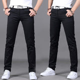 2019 Brand Men&#39;s Spring and summer 98% cotton Pants men Business Slim Elastic Casual black Khaki Fit Straight pant trousers male