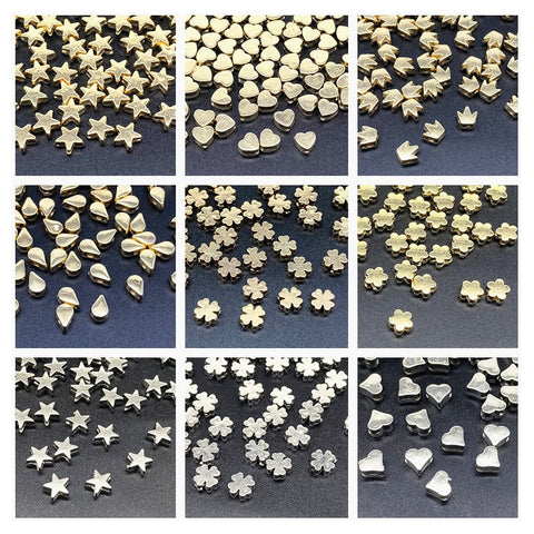 100Pcs/lot about 6mm Star Love Heart Gold Silver Color Loose Spacer CCB Acrylic Beads DIY Jewelry Making Findings Charm Beads image