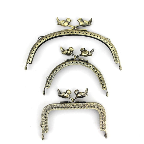 1PCS 8.5 12.5cm Bird Head Embossed Antique Bronze Metal Purse Frame Bag kiss clasp Handle DIY Accessories image