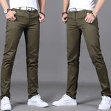 2019 Brand Men&#39;s Spring and summer 98% cotton Pants men Business Slim Elastic Casual black Khaki Fit Straight pant trousers male