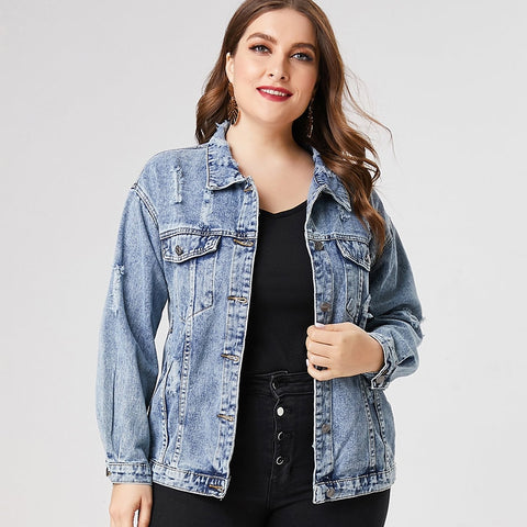 2021 Spring Plus Size Denim jacket woman ladies fashion jean coats and jackets image