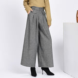 2020 winter warm wool women's pants female high waist pleated wide leg pants capris for women trousers woman Plus size 4xl