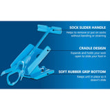 1pcs Sock Slider Aid Blue Helper Kit No Bending Shoe Horn Suitable For Socks Foot Brace Support Helps Put Socks On Off