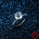 2021 Classic Luxury Real Solid 925 Sterling Silver Ring 3Ct 10 Hearts Arrows Zircon Wedding Jewelry Rings Engagement For Women