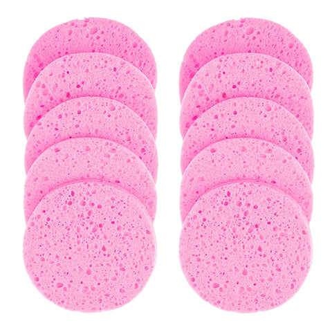 5/10pcs 6/7/8/9cm Face Round Makeup Remover Tool Natural Wood Pulp Sponge Cellulose Compress Cosmetic Puff Facial Washing Sponge image