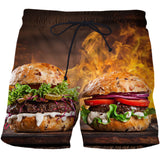 3D French fries hamburger Anime  Shorts Swimming Trunks Summer New Quick Dry Beach Swimming Shorts Men Hip Hop Short Pants Beach