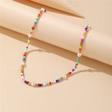 17KM Bohemian Colorful Bead Shell Necklace for Women Summer Short Beaded Collar Clavicle Choker Necklace Female Jewelry