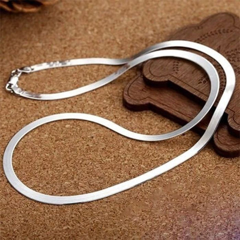 925 Sterling Silver 4MM chain Necklace for Women Luxury Couple Fine Jewelry Blade Chain wedding gift choker Clavicle Necklace image