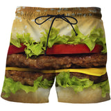 3D French fries hamburger Anime  Shorts Swimming Trunks Summer New Quick Dry Beach Swimming Shorts Men Hip Hop Short Pants Beach