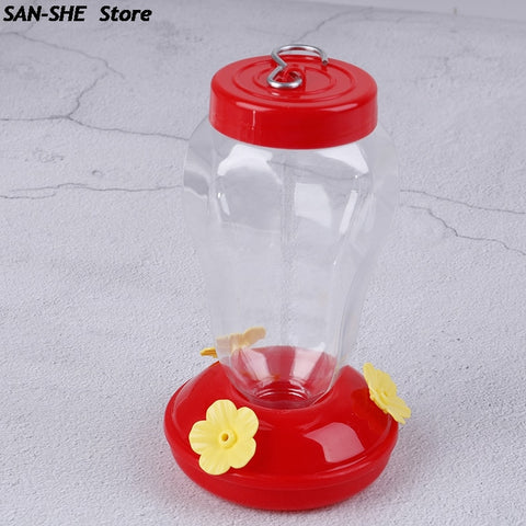 1pcs Plastics Bird Water Feeder Bottle Hanging Hummingbird Feeder Garden Outdoor Plastic Flower Iron Hook image