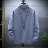 2021 Winter Thick Men's Slim Sweater Solid Color Turtleneck Pullover Sweaters Mens Korean Casual Men Long Sleeve Knitwear Coats