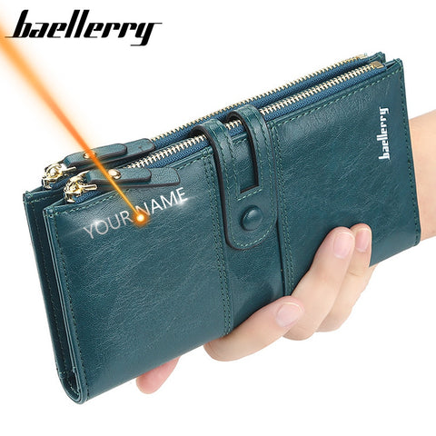 2022 Name Engrave Women Wallets Fashion Long Leather Top Quality Card Holder Classic Female Purse  Zipper Brand Wallet For Women image