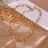 2021 Fashion Big Retro Necklace for Women Twist Gold Silver Color Chunky Thick Lock Choker Chain Necklaces Party Jewelry