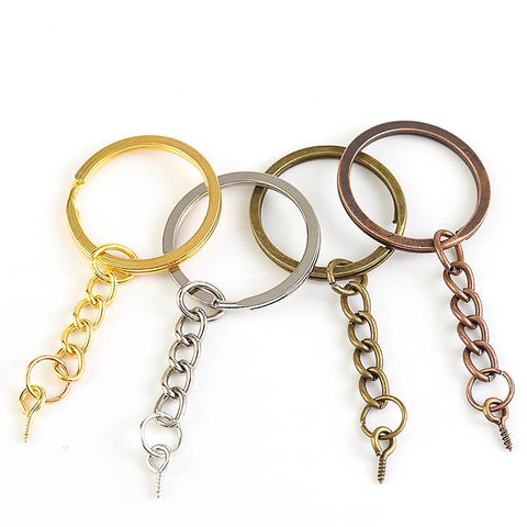 10-20pcs/lot Screw Eye Pin Key Chain Key Ring keychain Bronze Rhodium Gold Keyrings Split Rings With Screw Pin Jewelry Making image