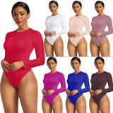 13 Colors Long Sleeve O Neck Casual Bodysuit Women Body Tops White Black Nude Red Party Bandage Bodycon Romper Body suit Jumper