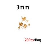 20-100pcs/lot Gold Stainless Steel Blank Post Earring Studs Base Pins With Earring Plug Findings Ear Back For DIY Jewelry Making