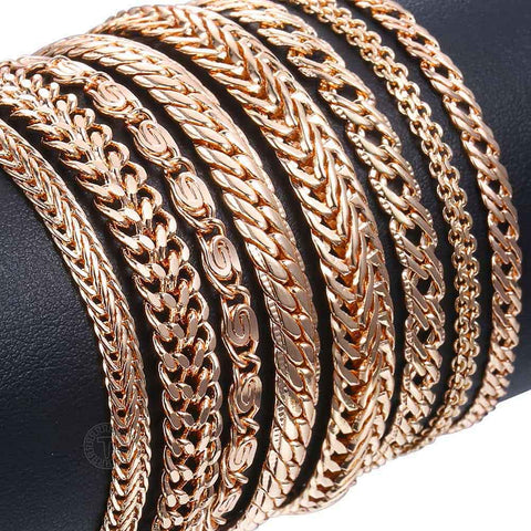 20cm Bracelets For Women Men 585 Rose Gold Curb Snail Foxtail Venitian Link Chains Bracelet on hand Fashion Jewelry Gifts image