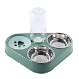 500ML Dog Bowl Cat Feeder Bowl With Dog Water Bottle Automatic Drinking Pet Bowl Cat Food Bowl Pet Stainless Steel Double 3 Bowl