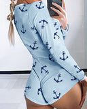 2020 Women Sexy Summer Boat Anchor Print Short Jumpsuit Female Low Cut Lounge Romper Nightwear Homewear Playsuit Pajamas Sets