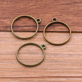 10Pcs 28*32mm 7 Color Alloy Jewelry Accessories Circular Round Charm Hollow Glue Blank Pendant Tray Bezel