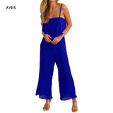 2020 Fashion Jumpsuit Sleeveless Rompers Jumpsuit Summer Casual Overall Solid Color Basic Jumpsuits Women Backless Beach Rompers