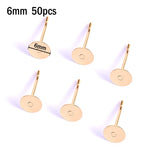 20pcs stainless steel Dia 4/5/6/8/10mm Gold Stud Earrings Back Plug Ear Pins Ball Needles for DIY Jewelry Making Findings