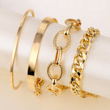 4Pcs Punk Heavy Metal Big Thick Chain Bracelet Set Women Retro Geometric Metal Twist Chain Bangles Bracelet Fashion Jewelry Alloy