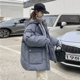 2021 Korean Loose Puffer Jacket Oversize Women's Short Winter Female Coat Women Thickened Parka Feminina Harajuku Outerwear Hood