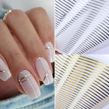 1PC Silver Gold Lines Stripe 3D Nail Sticker Geometric Waved Star Heart Self Adhesive Slider Papers Nail Art Transfer Stickers