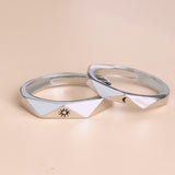 2PCS/Set Sun Moon Wedding Paired Couple Rings For Women Men Lover Finger Silver Color Valentine&#39;s Day Matching Jewelry Gifts