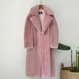 2021 New Women Winter Warm Faux Fur Coat Thick Women Long Coat Turn Down Collar Women Warm Coat Casaco Feminino