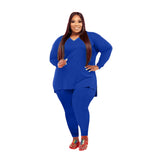 5XL Plus Size Casual Women Two Piece Set Loose Crew Neck Tops Matching Suit Loungewear Solid Pants Sets Outfit Wholesale Items