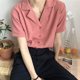 2020 Summer Blouse Shirt For Women Fashion Short Sleeve V Neck Casual Office Lady White Shirts Tops Japan Korean Style #35