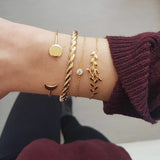 4PCS/Set Boho Geometric Tassel Chain Bracelet For Women MultiLayer Bangles Charm Party Wedding  Beach Jewelry Accessories Gifts