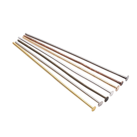 100-200pcs/bag 20 25 30 40 50 60 70 mm Flat Head Pins Gold/Copper/Rhodium Headpins For Jewelry Findings Making DIY Supplies image