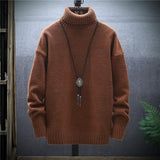 2021 Winter Thick Men's Slim Sweater Solid Color Turtleneck Pullover Sweaters Mens Korean Casual Men Long Sleeve Knitwear Coats