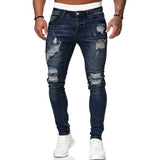 2022 Jeans Men Ripped Skinny Hole Trousers Stretch Slim Denim Pants Large Size Hip Hop Black Blue Casual Jogging Jeans for Men