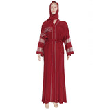 2021 New Dubai Abayas For Women Elegant Hijab Black Dress Turkey Muslim Red Caftan Marocain Dimonds Kimono Islamic Clothing