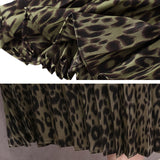 2020 Hot Sale Fashion Women Chiffon Loose Leopard Printed Layered Pleated Skirt Soft Comfortable Street Ladies Casual Dress