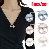 3Pcs/Set Double Pearl Brooch Pins Anti-fade Exquisite Elegant Brooches for Women Sweater Coat Summer Dress Decoration