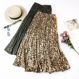 2020 Hot Sale Fashion Women Chiffon Loose Leopard Printed Layered Pleated Skirt Soft Comfortable Street Ladies Casual Dress